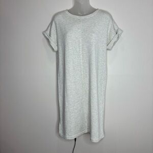 Lou & Grey size small NWT t shirt dress short sleeve beige tan cream casual